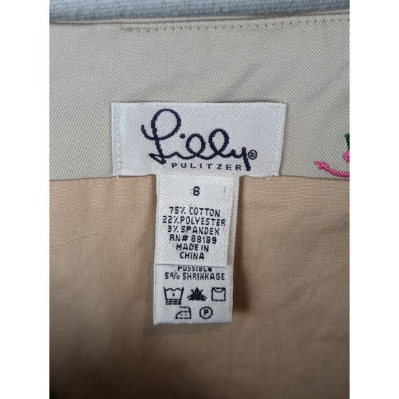 Lilly Pulitzer Monkey Embroidered Lined Tan/Khaki Skirt Women's Size 8 - Picture 12 of 13
